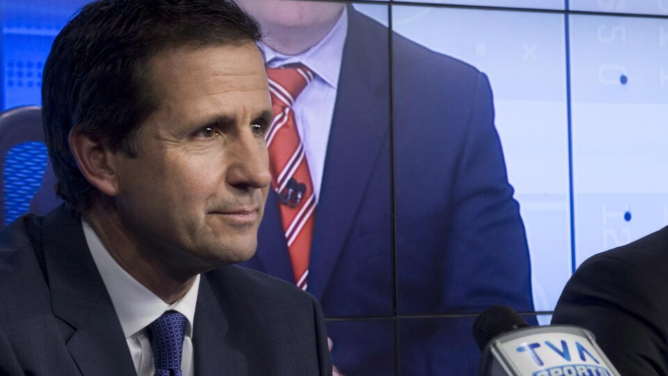 Serge Fortin lors d'une annonce de TVA Sports en 2013