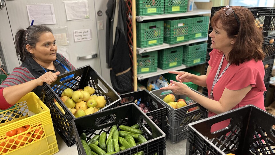 Crates full of fruits and vegetables.