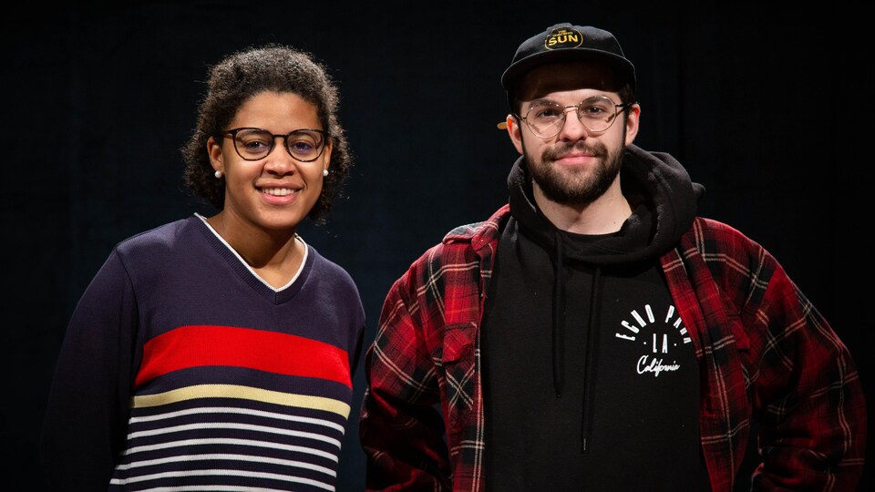 Portrait de Solène Anson et Vincent Bélanger qui regardent la caméra avec assurance