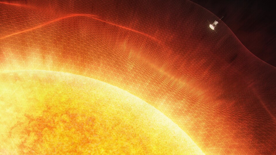 Illustration d'une sonde dans la couronne solaire.