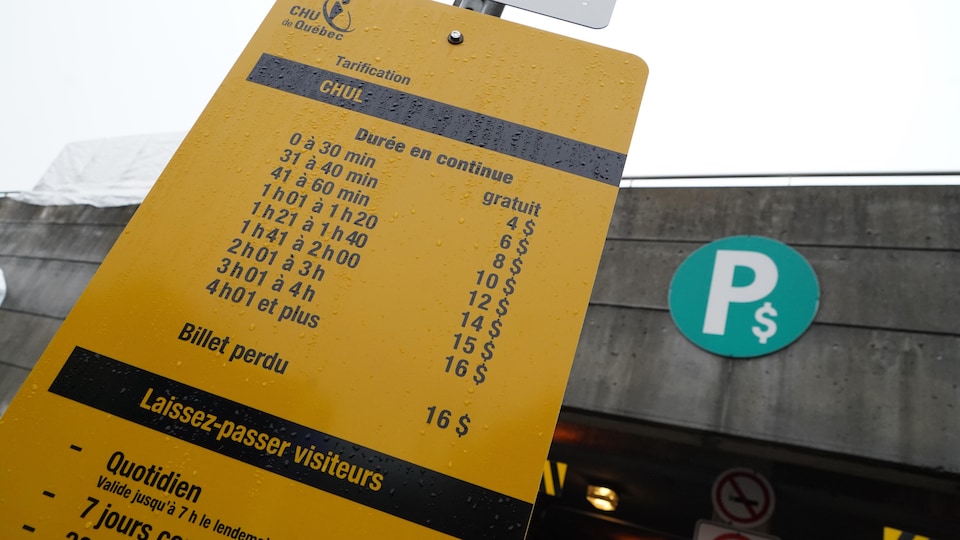 La grille de tarification du stationnement du CHU de Québec. 