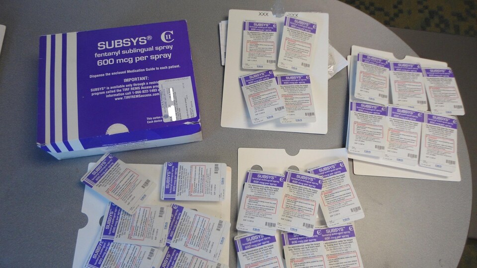 Une boîte du médicament Subsys, qui contient du fentanyl, un puissant opioïde.