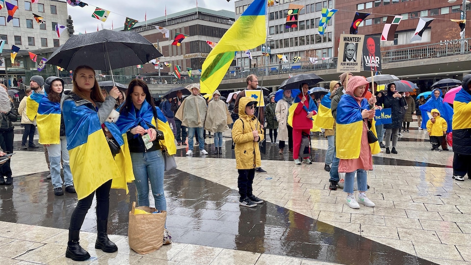 Protesters in the streets of Stockholm.