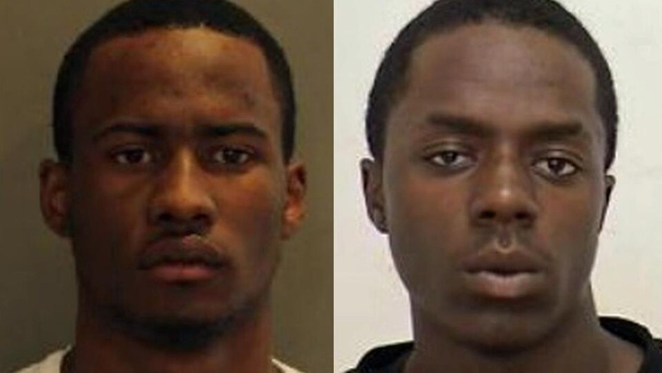 Photo en mosaïque de deux hommes noirs.