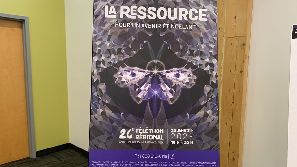 L'affiche du 26e Téléthon de La Ressource comporte un papillon entouré de diamants et le libellé du thème « Pour un avenir étincelant ».