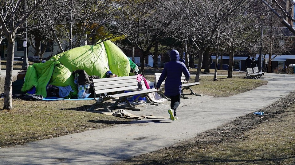 Des tentes installées dans un parc de Toronto.