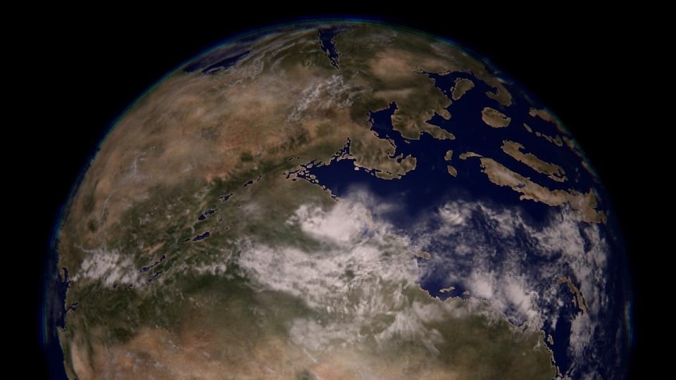 Dessin de la Terre vue de l'espace.