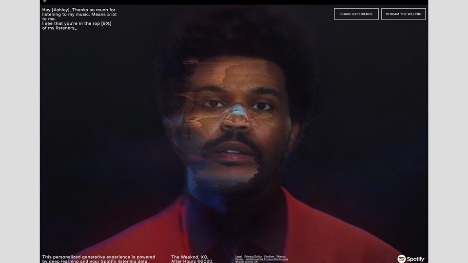 The Weeknd porte une veste rouge.