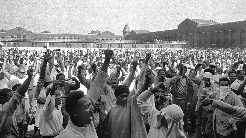 Une scène de la révolte de la prison d'Attica.