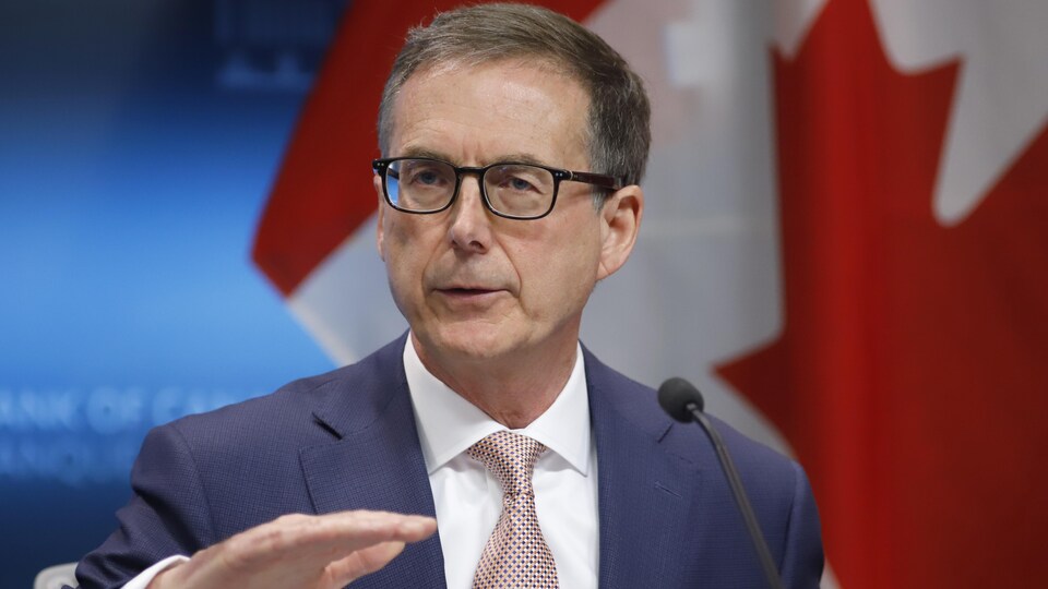 Le gouverneur de la Banque du Canada, Tiff Macklem, durant une conférence de presse.