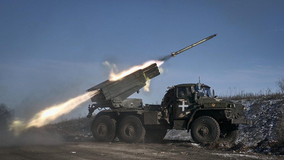 Un lance-roquettes multiple Grad de l'armée ukrainienne.