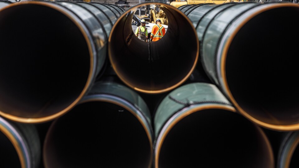 Des tuyaux du pipeline Trans Mountain.