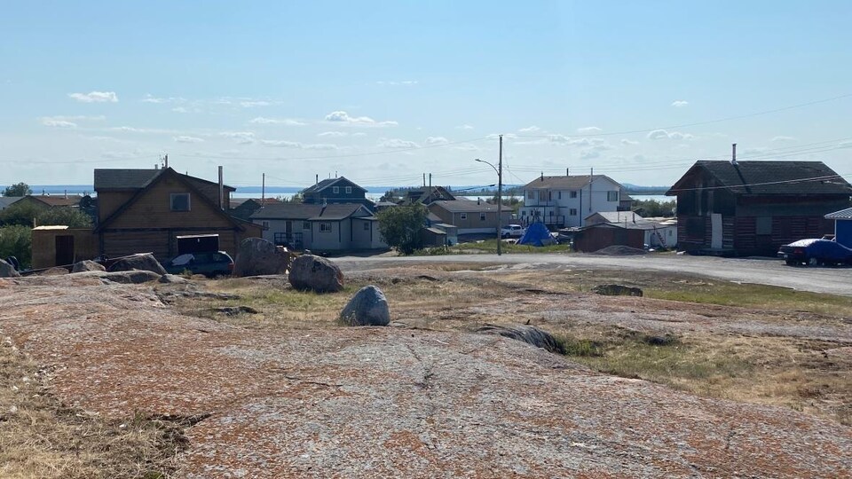 Des maisons en été par une journée ensoleillée.
