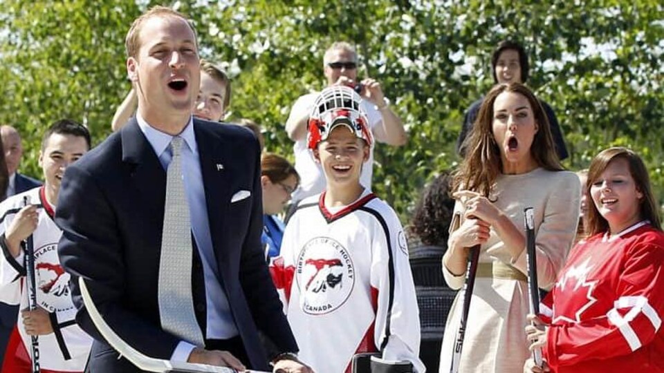 Prince William and his wife Kate at a street hockey shootout in Yellowknife.