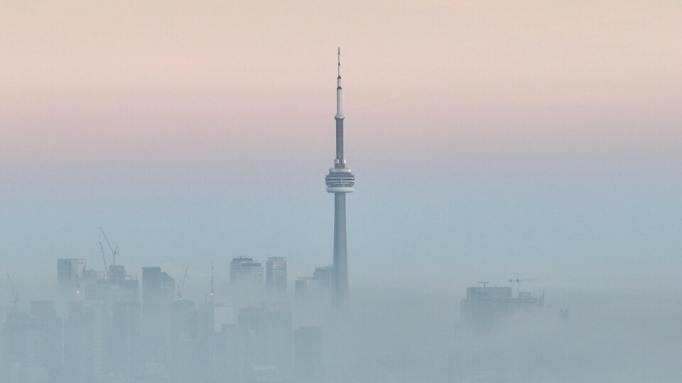 Un épais brouillard flotte sur l'ouest de Toronto.