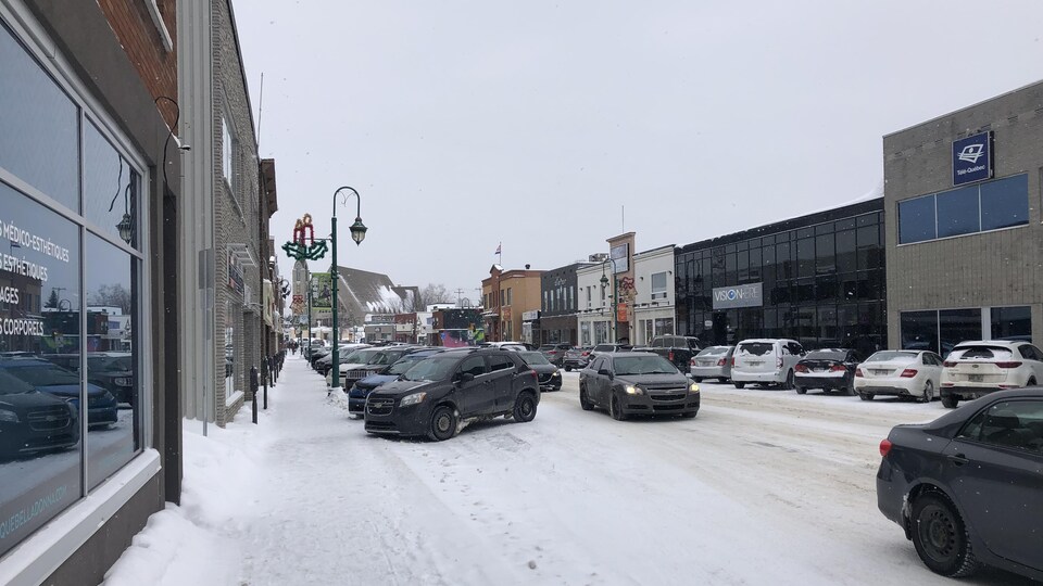 Le centre-ville de Val-d'Or, l'hiver.