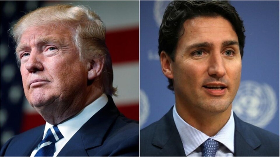 Un montage photo montrant Donald Trump et Justin Trudeau