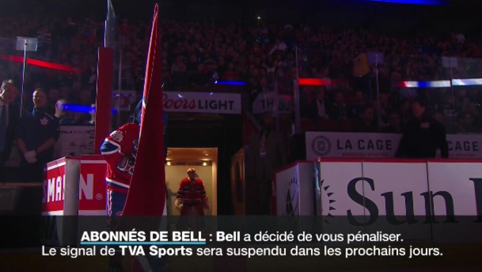 Ce message est apparu à l'écran lors de la diffusion du match du Canadien de Montréal, samedi, à TVA Sports.