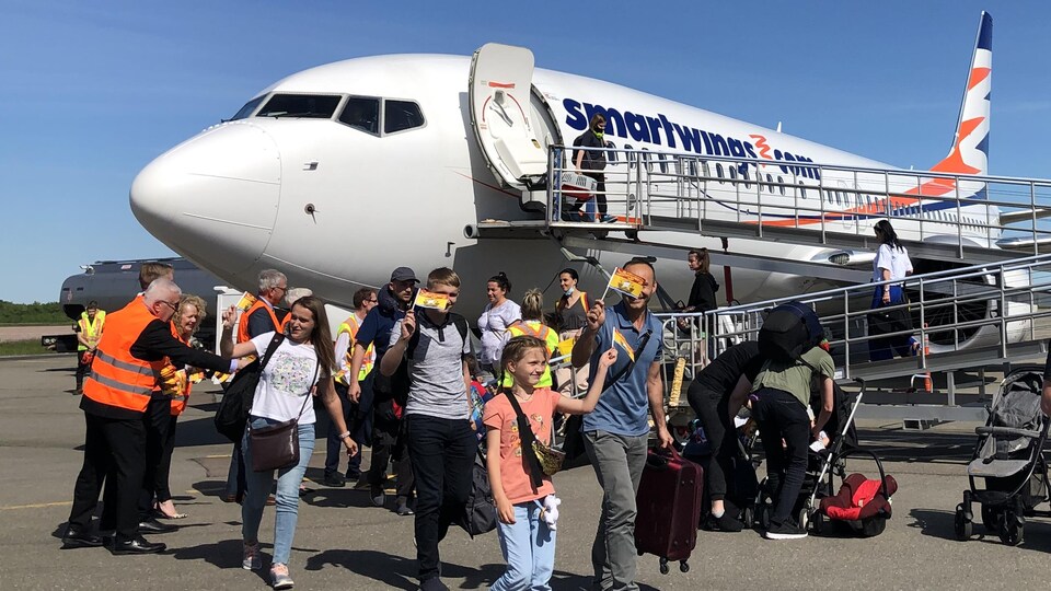 Le vol transportant 170 Ukrainiens est arrivé un peu après 16h, à Moncton.