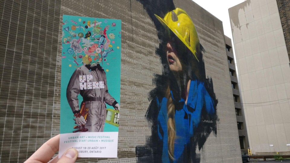 Photo de la murale de Jarus au festival Up Here 2017.