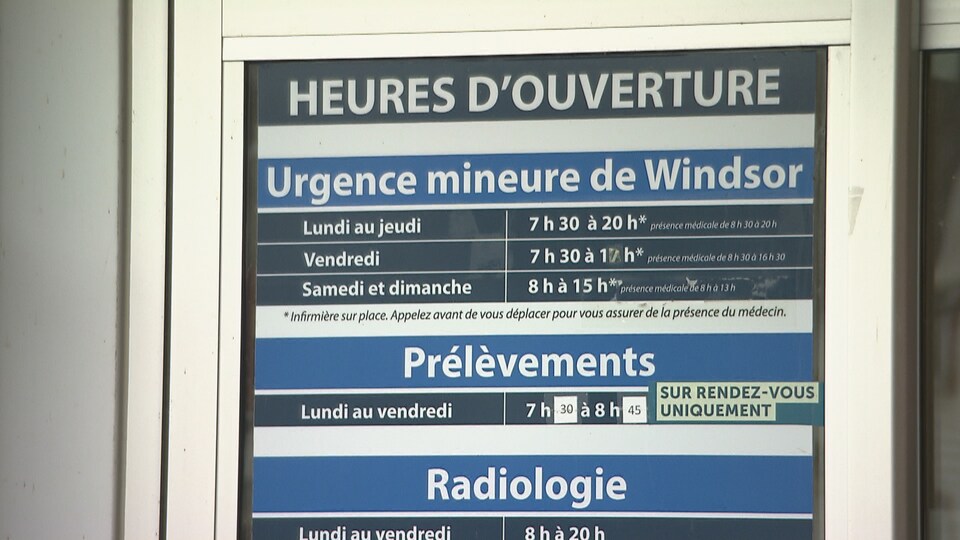 Heure d'ouverture de l'urgence de windsor.