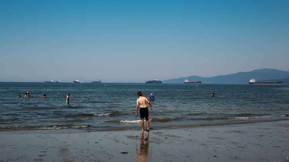 Sunbathers cool off on Vancouver's Second Beach (archive)