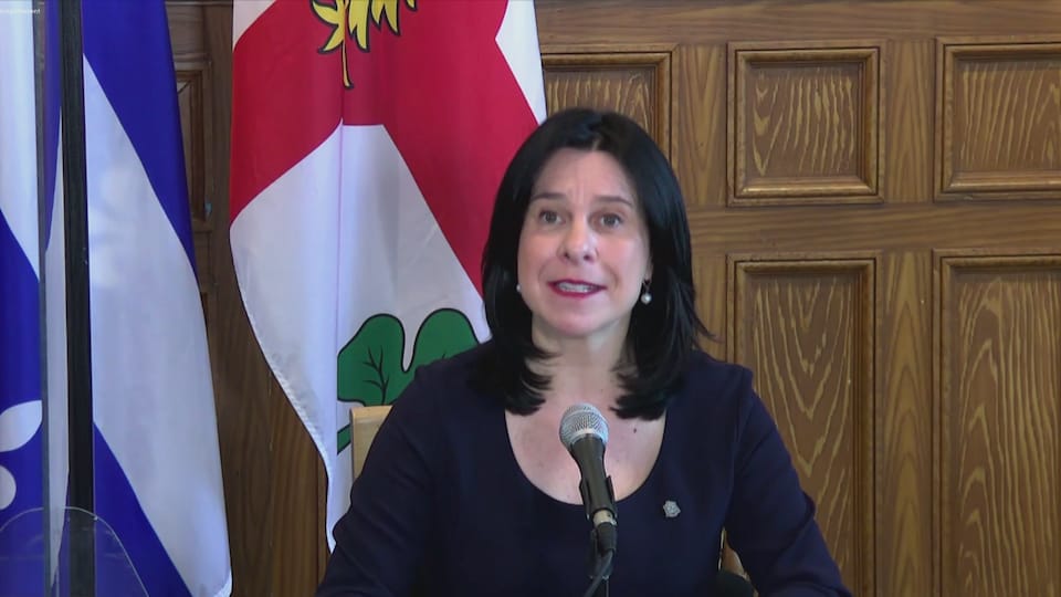 Valérie Plante lors de la conférence de presse.