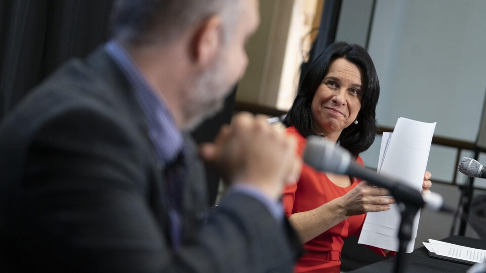 Valérie Plante et Benoît Dorais en conférence de presse.
