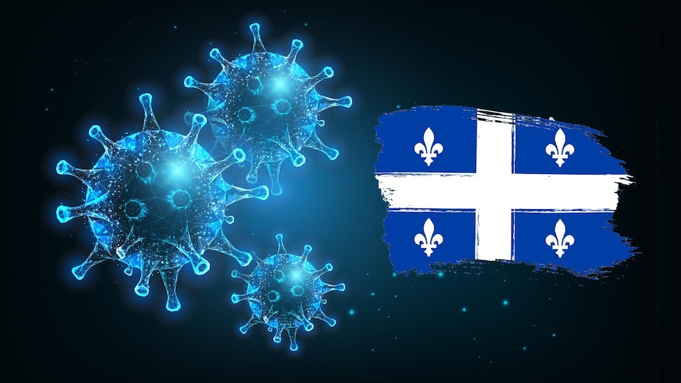 Des virus avec le drapeau du Québec.