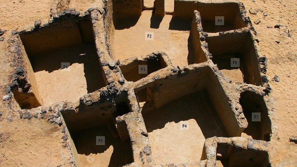 La structure découverte par les archéologues vue des airs.