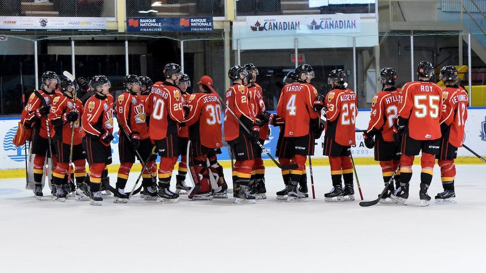 L'équipe du Drakkar sur la patinoire.