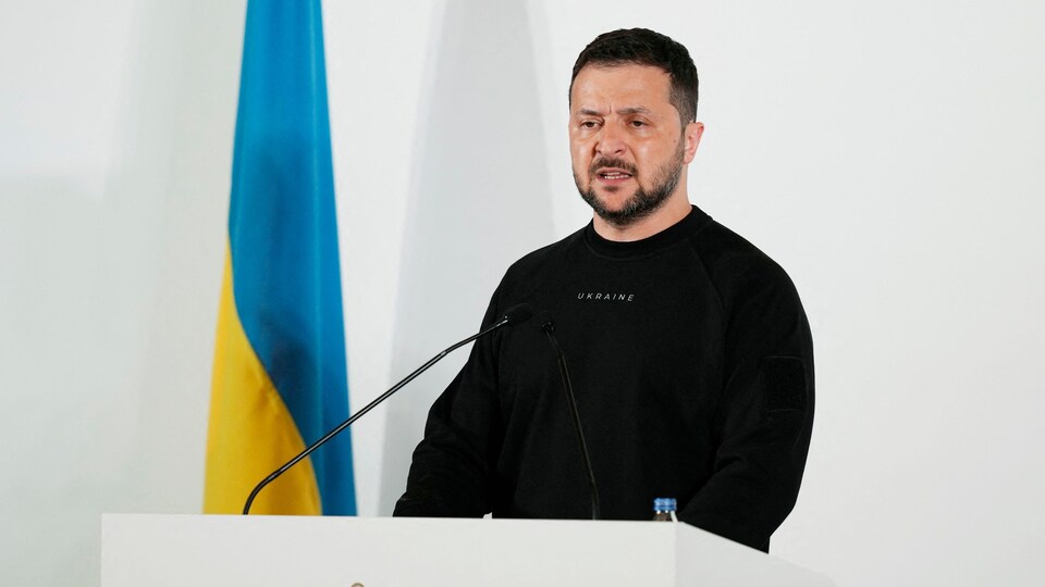 Volodymyr Zelensky en point de presse.