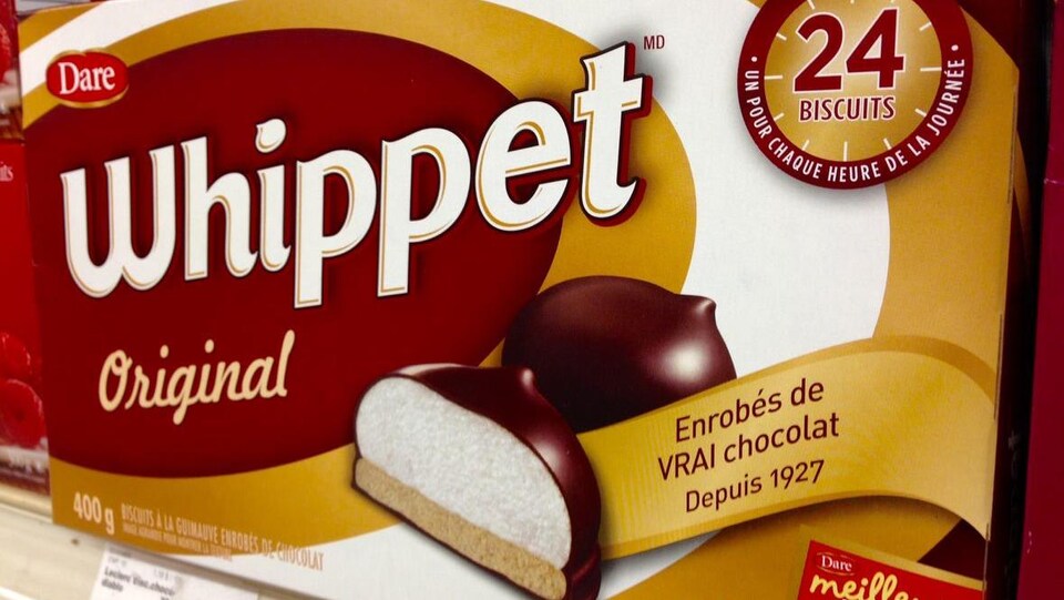 Une boîte de biscuits Whippet.