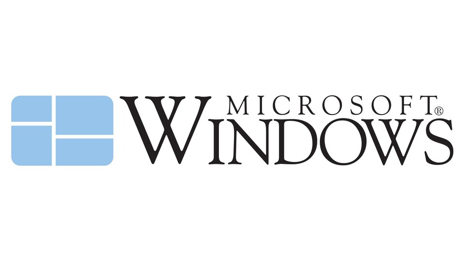 Une image montrant le logo de Windows 1.0, un rectangle bleu pâle aux coins arrondis traversé de quelques lignes blanches horizontales et verticales.