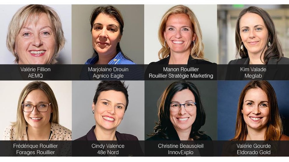 Un montage de huit femmes sur le conseil de Women in mining.