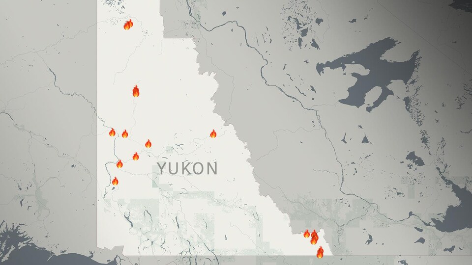 Une carte montrant les emplacements des feux de forêt dans des zones non habitées.