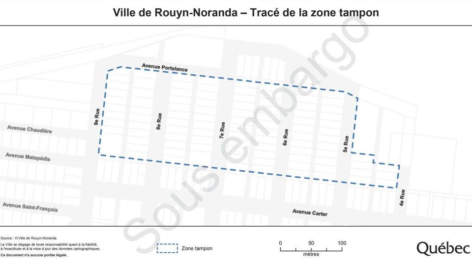 Le tracé vise des bâtiments entre la 4e Rue et la 9e Rue près de l'avenue Portelance.