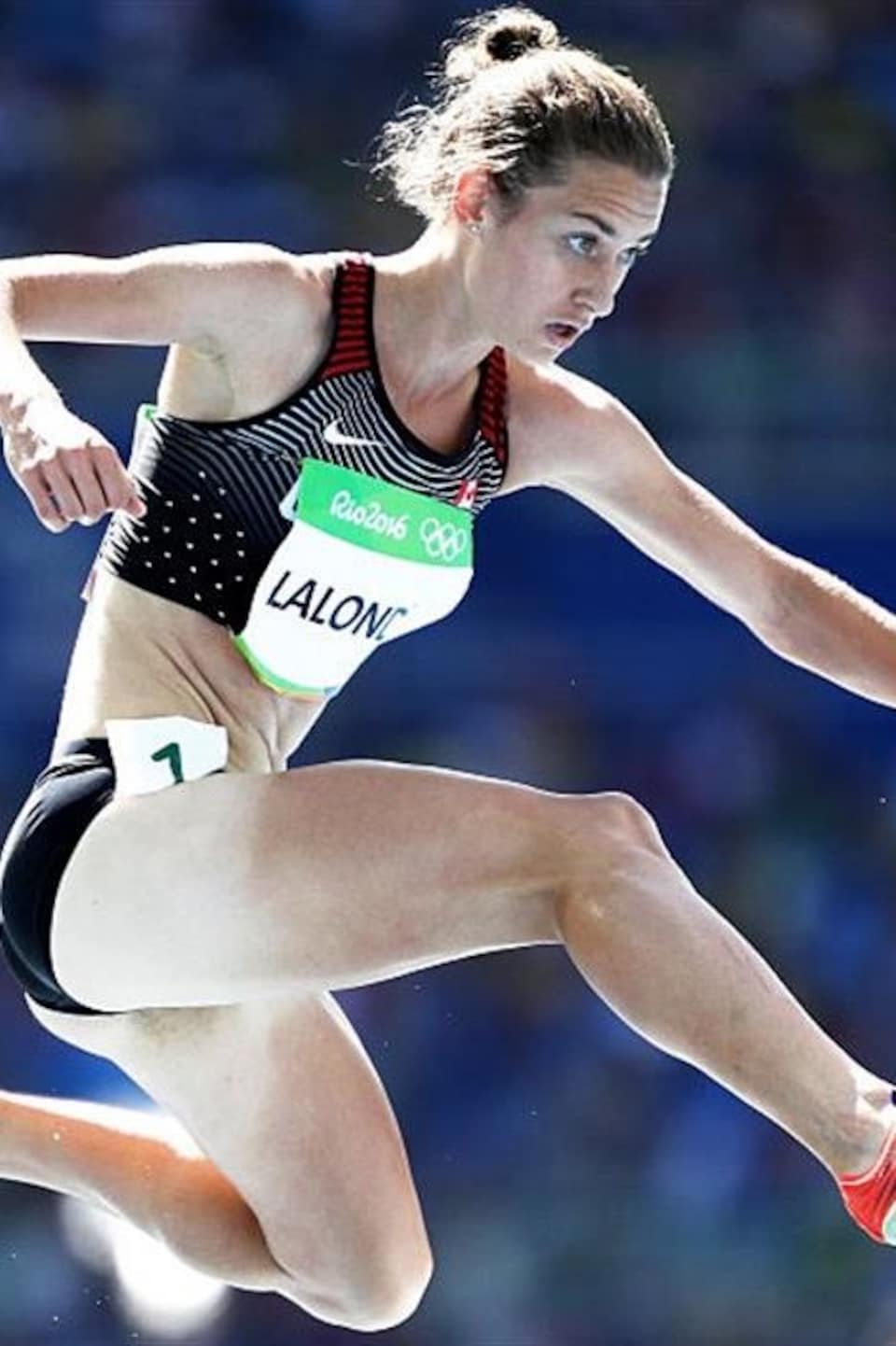 Geneviève Lalonde lors de l'épreuve de qualification du 3000 m steeple, aux Jeux olympiques de Rio