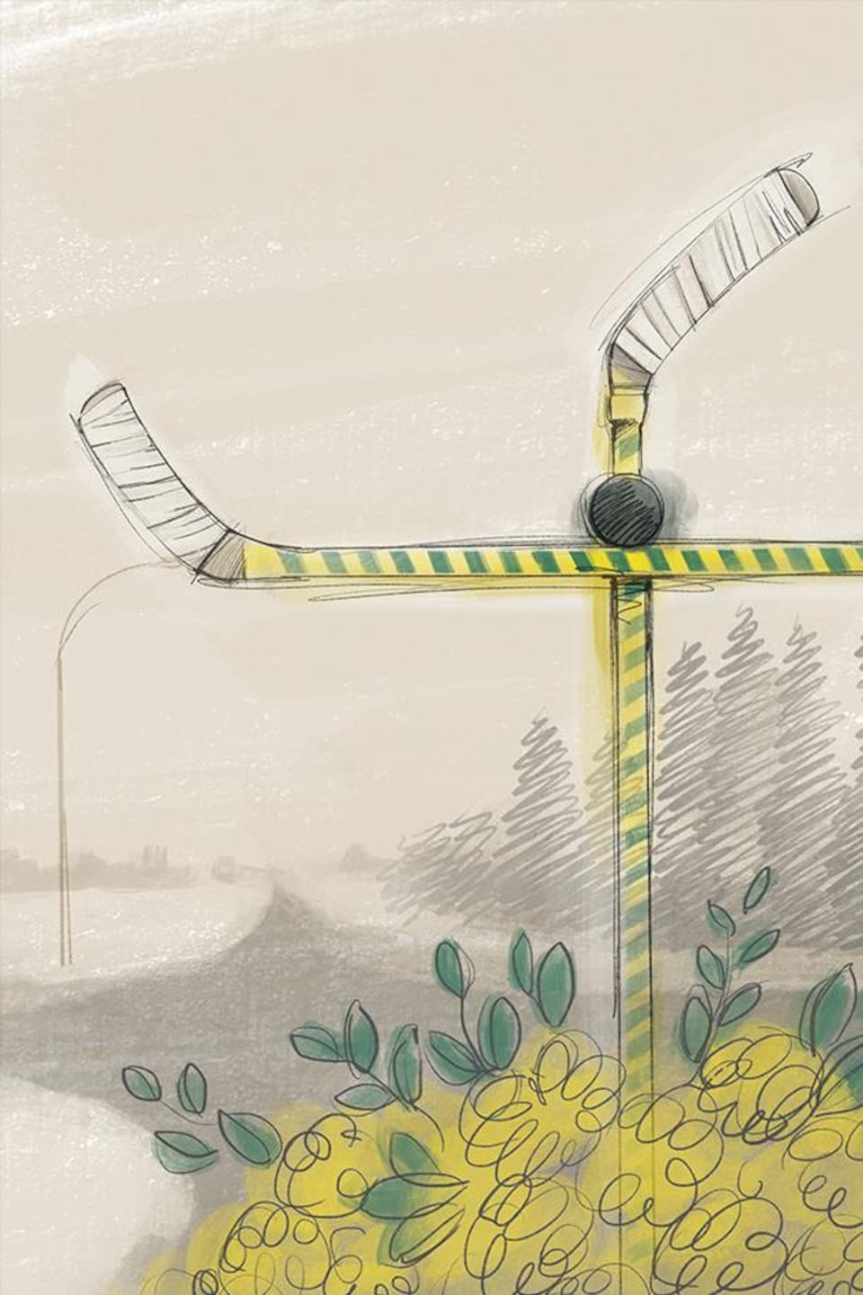 Illustration de bâtons de hockey en forme de croix