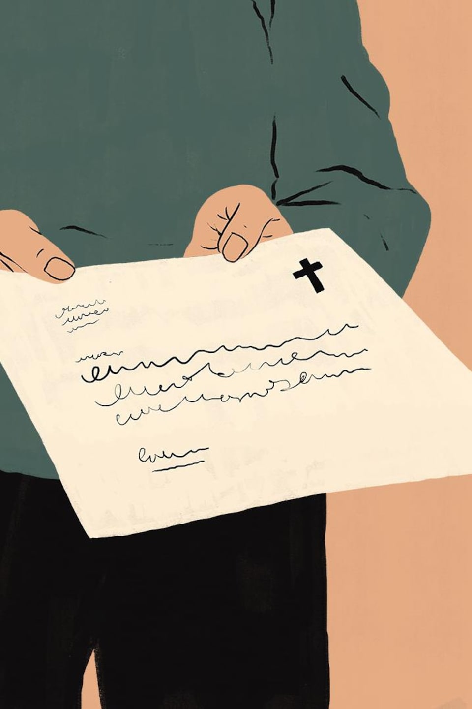 Illustration montrant une recommandation écrite portant une croix.