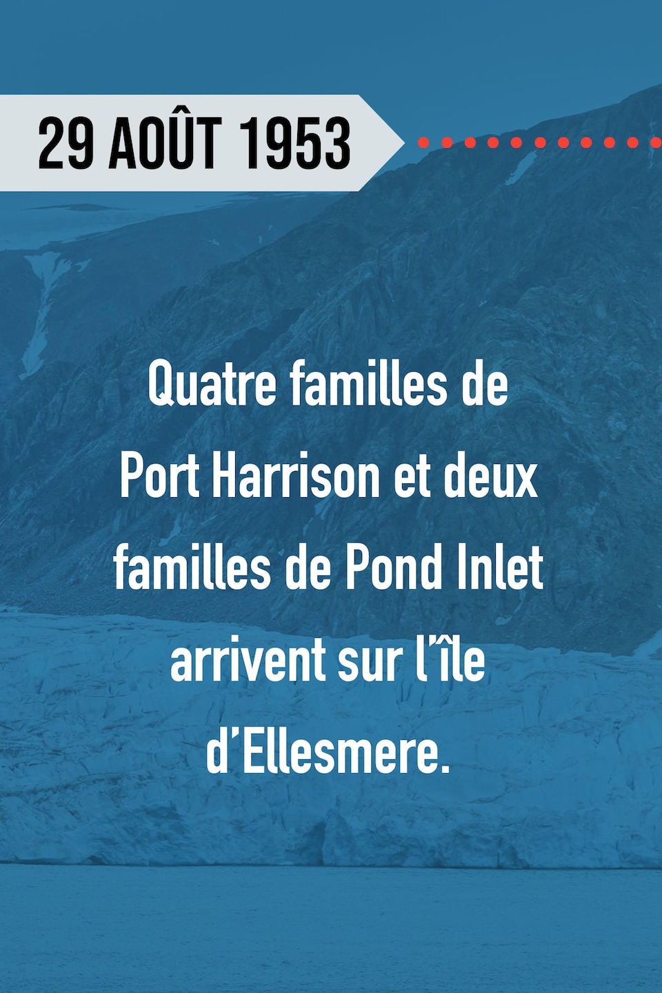 29 août 1953 : Quatre familles de Port Harrison et deux familles de Pond Inlet arrivent sur l’île d’Ellesmere.