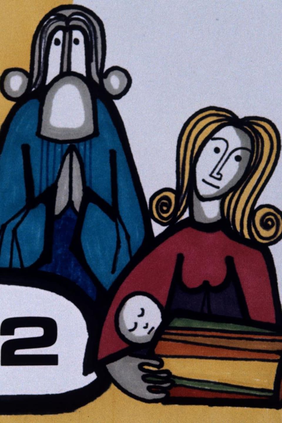 Illustration représentant Joseph, Marie et l'Enfant Jésus avec l’inscription CBFT 2.