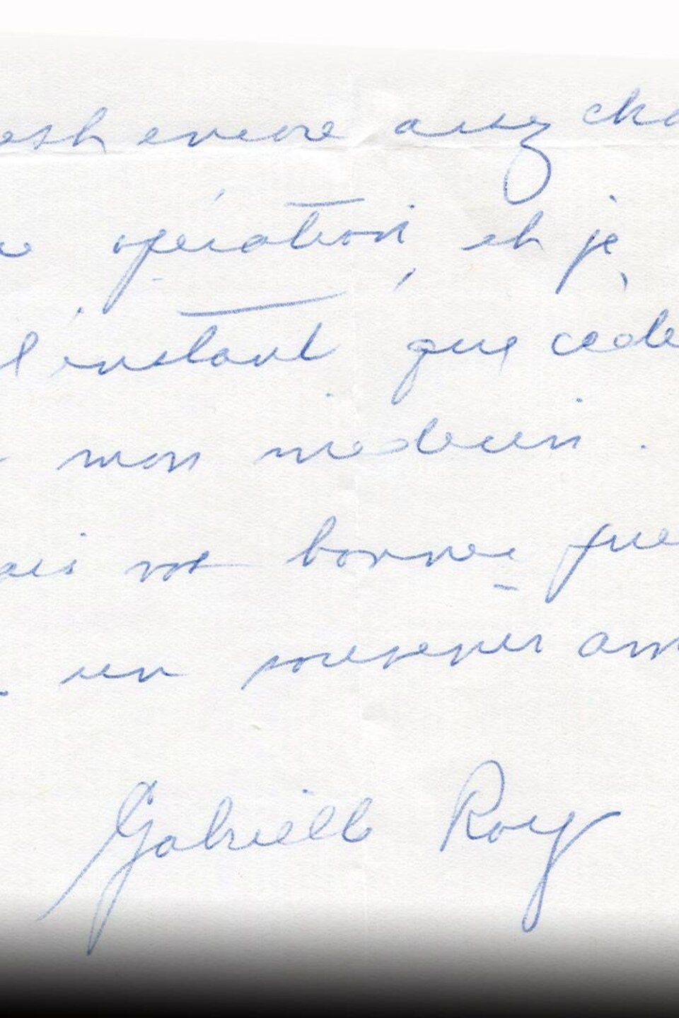 Numérisation d'une lettre manuscrite de Gabrielle Roy adressée à Annette Saint-Pierre.