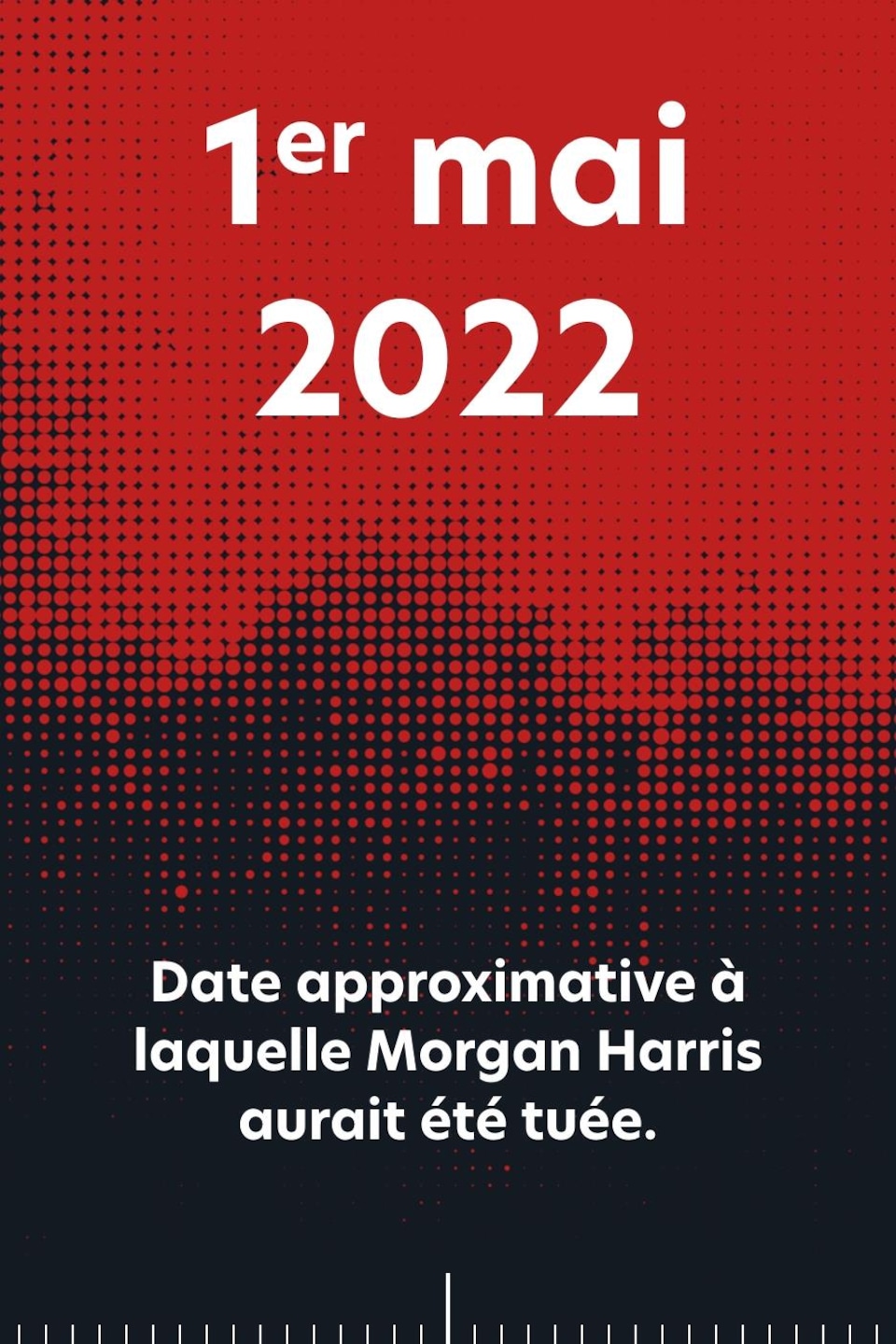 1er mai 2022 : date approximative à laquelle Morgan Harris aurait été tuée.