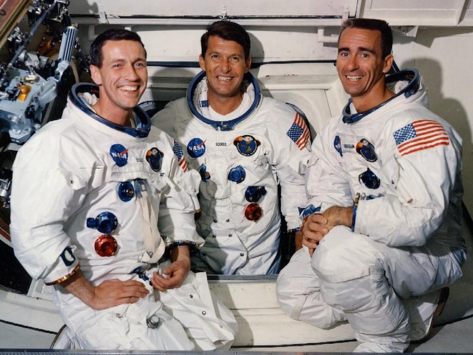 Les trois astronautes de la mission Apollo 7.