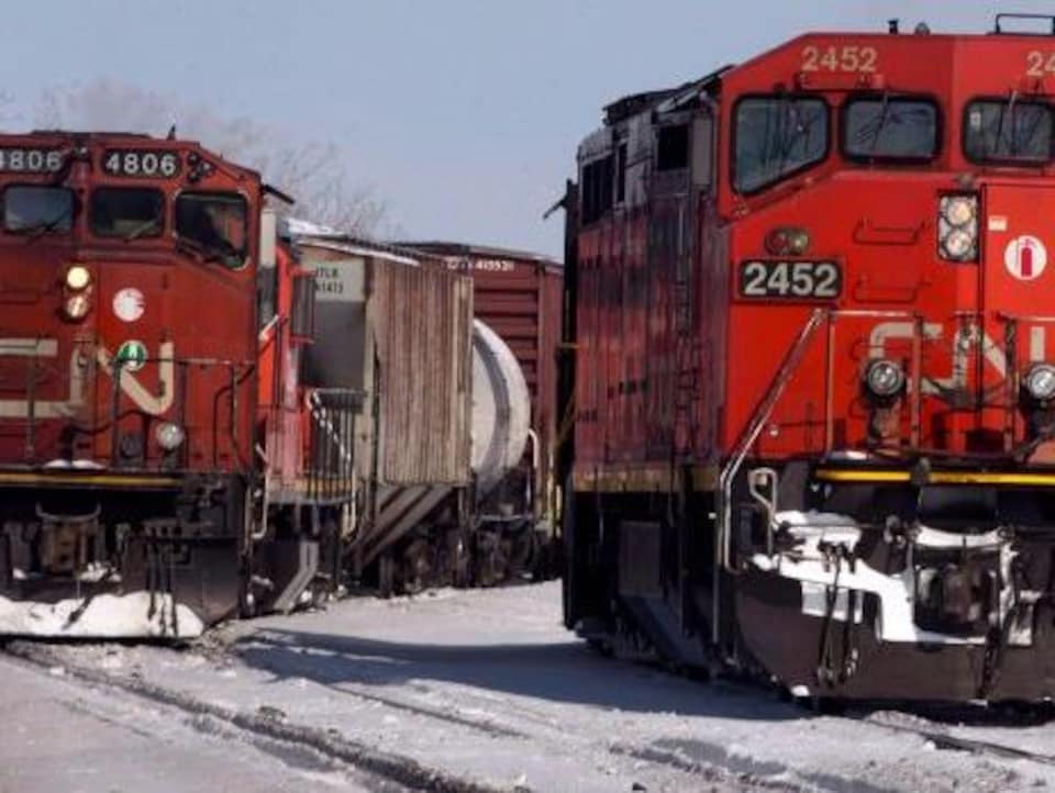 Deux locomotives du Canadien National.
