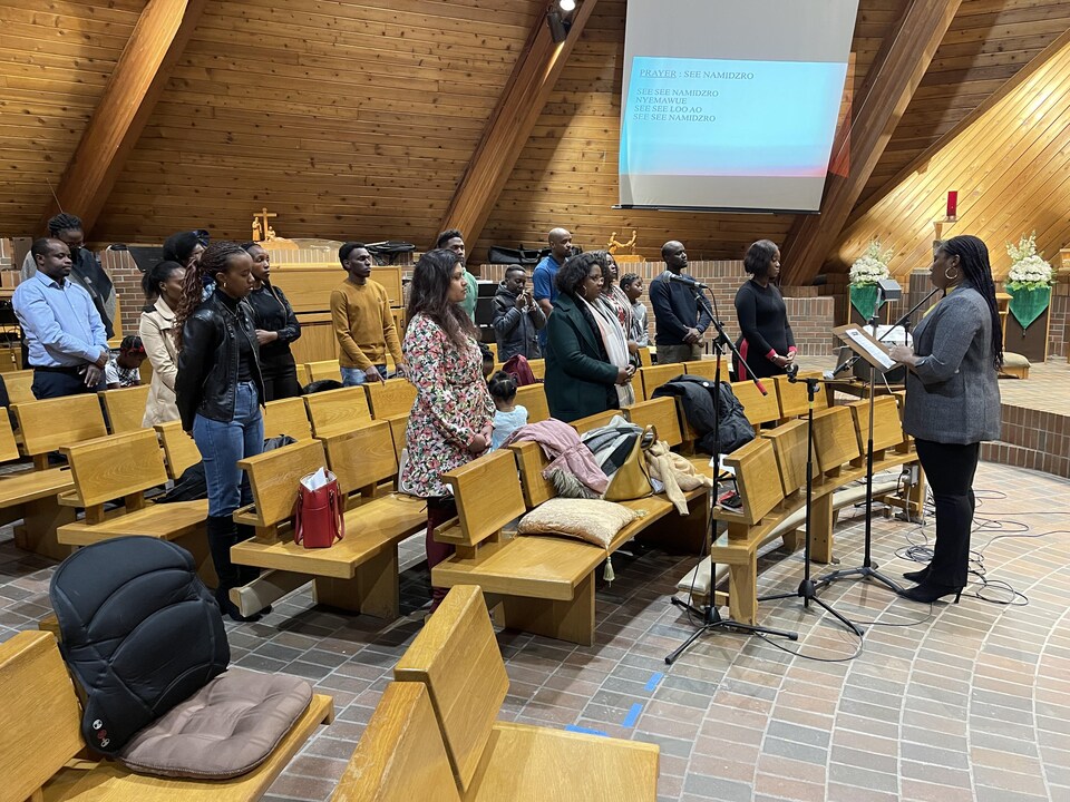 La chorale Saint-Jean-Baptiste de la paroisse Saint Kizito, en janvier 2023.