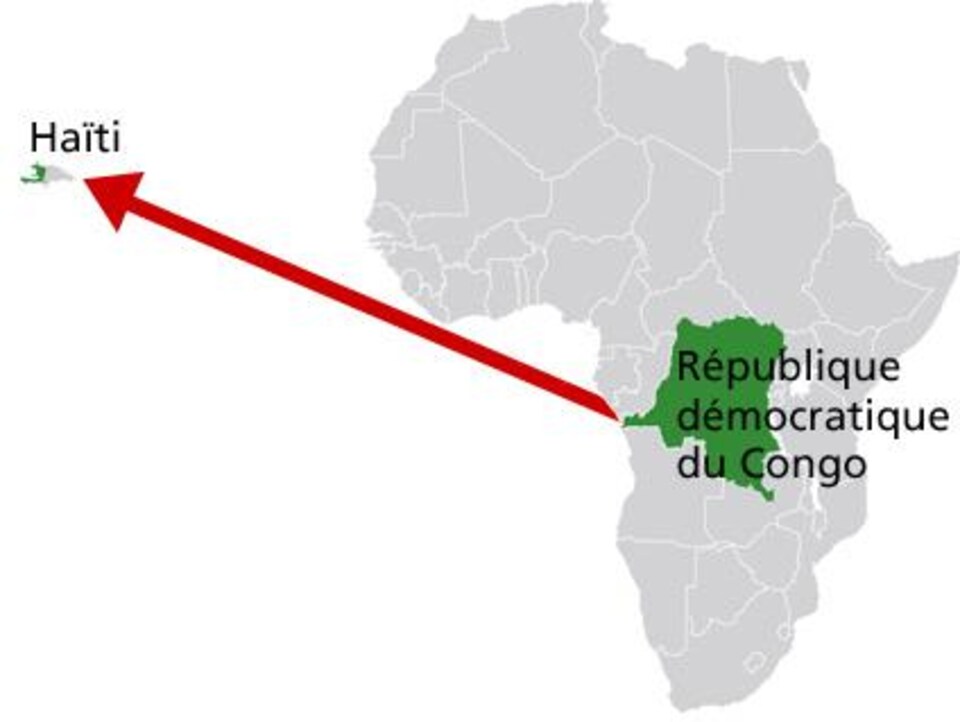 Illustration montrant une flèche entre le Congo et Haïti.