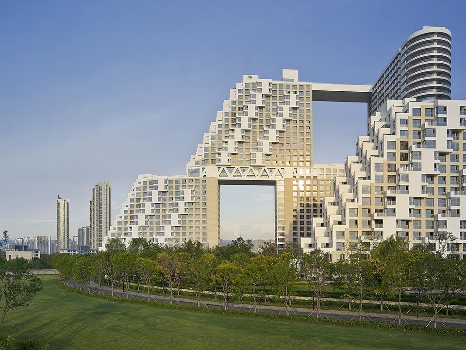Le projet architectural Habitat Qinhuangdao vu de côté.