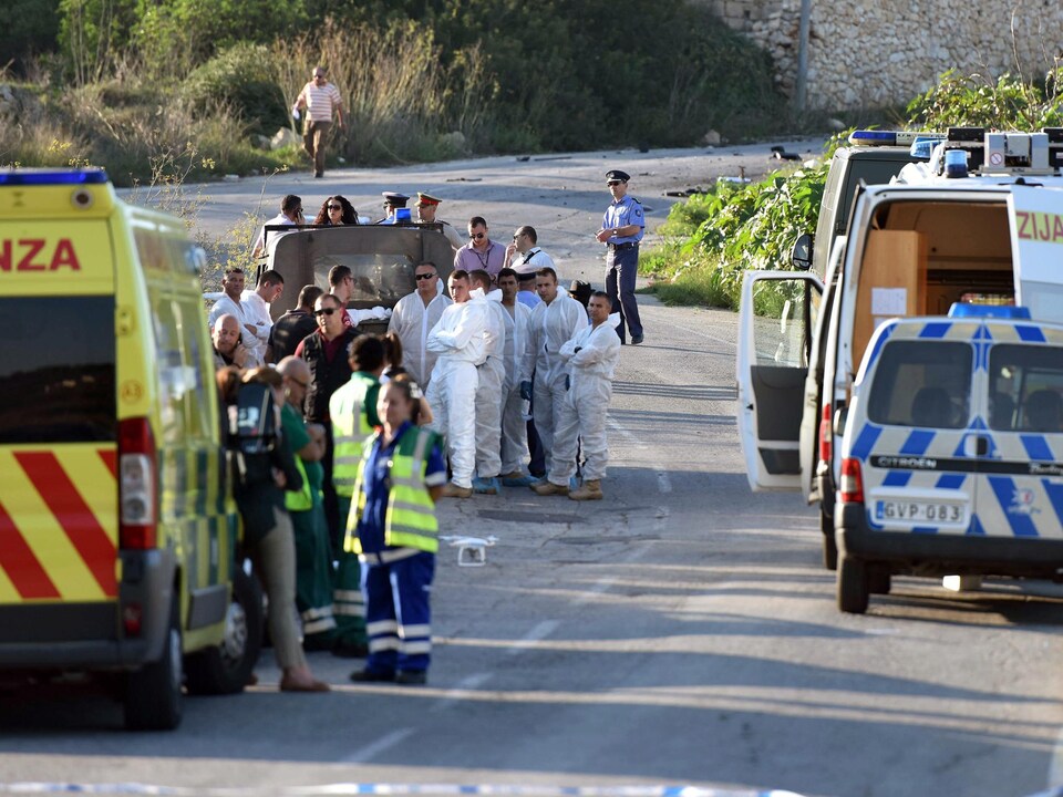 À Malte, les lieux de l'explosion du véhicule de la journaliste Daphne Caruana Galizia.